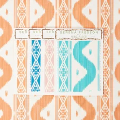 Soft Coral Ikat Stripe Fabric