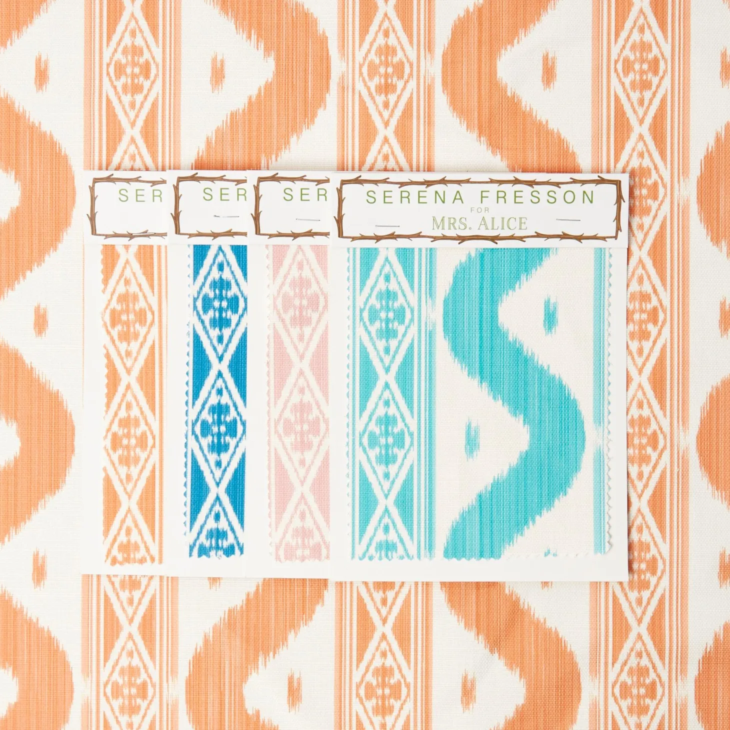 Soft Coral Ikat Stripe Fabric