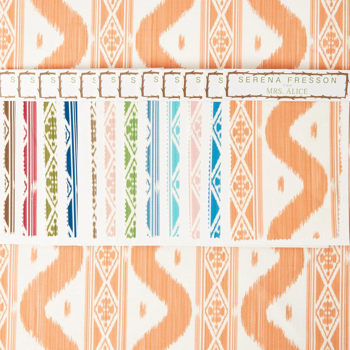 Soft Coral Ikat Stripe Fabric