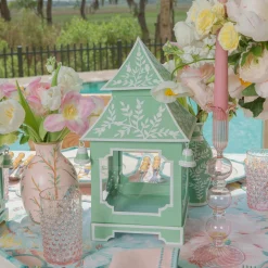 Soft Green Chinoiserie Pagoda Lantern