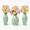 Soft Green Hand Painted Tole Bud Vases (Set of 3)