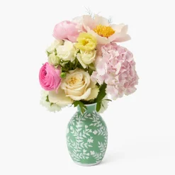 Soft Green Hand Painted Tole Bud Vases (Set of 3)