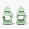 Soft Green Mini Chinoiserie Pagoda Lanterns (Pair)