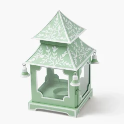 Soft Green Mini Chinoiserie Pagoda Lanterns (Pair)