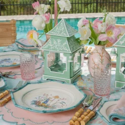 Soft Green Mini Chinoiserie Pagoda Lanterns (Pair)