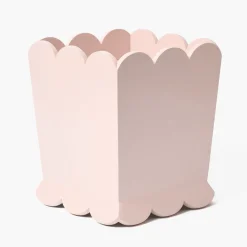 Soft Pink Scalloped Lacquer Waste Paper Bin
