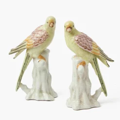 Soft Yellow Porcelain Parrot (Pair)