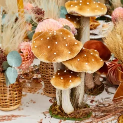 Tall Caramel Velvet Mushrooms (Set of 3)