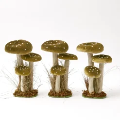 Tall Green Velvet Mushrooms (Set of 3)