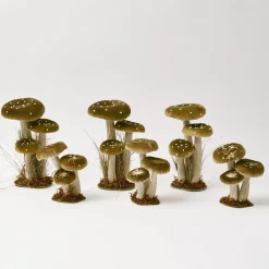 Tall Green Velvet Mushrooms (Set of 3)