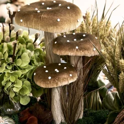 Tall Green Velvet Mushrooms (Set of 3)