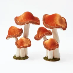 Tall Orange Glitter Mushrooms (Pair)