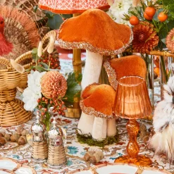 Tall Orange Glitter Mushrooms (Pair)