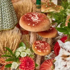 Tall Orange Velvet Mushrooms (Set of 3)