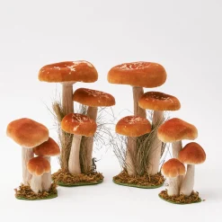 Tall Orange Velvet Mushrooms (Set of 3)