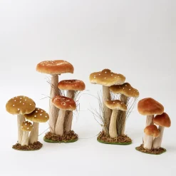 Tall Orange Velvet Mushrooms (Set of 3)