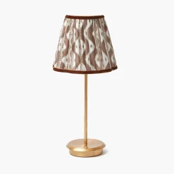 Tall Rechargeable Lamp with Chocolate Ikat Shade (18cm)