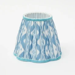 Tall Rechargeable Lamp with Blue Ikat Shade (18cm)