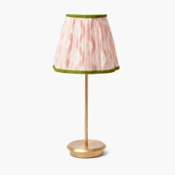 Tall Rechargeable Lamp with Pink & Green Ikat Shade (18cm)