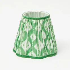 Tall Rechargeable Lamp with Green Ikat Shade (18cm)