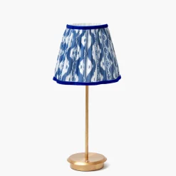 Tall Rechargeable Lamp with Cobalt Ikat Shade (18cm)