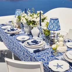 Tall Rechargeable Lamp with Cobalt Ikat Shade (18cm)