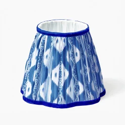 Tall Rechargeable Lamp with Cobalt Ikat Shade (18cm)