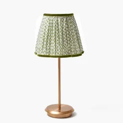 Tall Rechargeable Lamp with Olive Lotus Shade (18cm)