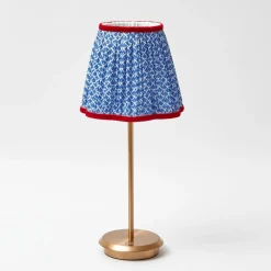 Tall Rechargeable Lamp with Cobalt & Red Lotus Shade (18cm)