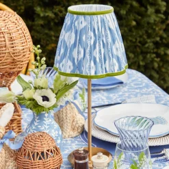 Tall Rechargeable Lamp with Blue & Green Ikat Shade (18cm)