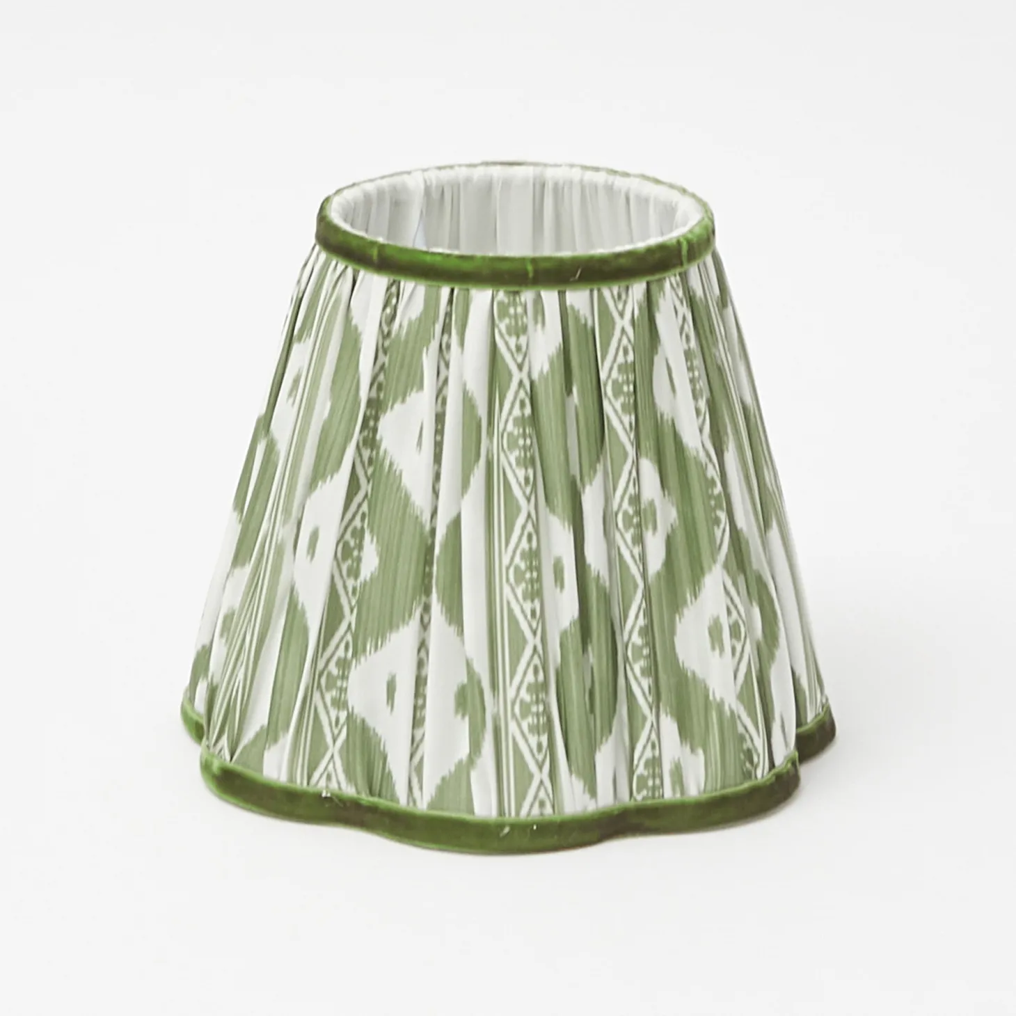 Tall Rechargeable Lamp with Olive Ikat Shade (18cm)