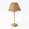 Tall Rechargeable Lamp with Natural Seagrass Shade