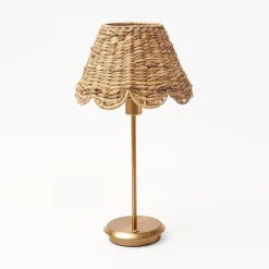 Tall Rechargeable Lamp with Natural Seagrass Shade