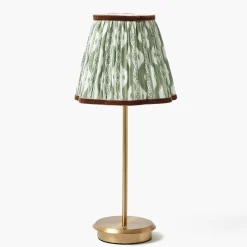 Tall Rechargeable Lamp with Olive & Chocolate Ikat Shade (18cm)