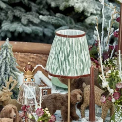 Tall Rechargeable Lamp with Olive & Chocolate Ikat Shade (18cm)