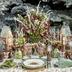 Tall Rechargeable Lamp with Olive & Chocolate Ikat Shade (18cm)