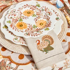 Taupe Embroidered Turkey Linen Napkins (Set of 4)