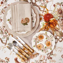 Taupe Embroidered Turkey Linen Napkins (Set of 4)
