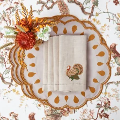 Taupe Embroidered Turkey Linen Napkins (Set of 4)