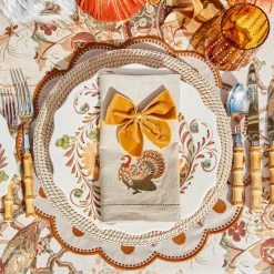 Taupe Embroidered Turkey Linen Napkins (Set of 4)