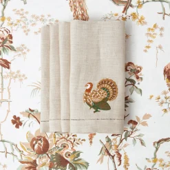Taupe Embroidered Turkey Linen Napkins (Set of 4)