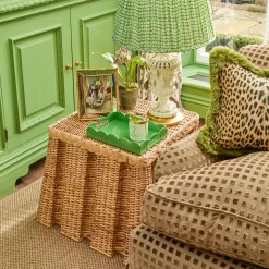 The Bettina Box Pleated Rattan Stool