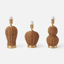 Trio of Rechargeable Rattan Lamps