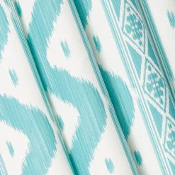 Turquoise Ikat Stripe Fabric