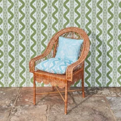 Turquoise Ikat Stripe Fabric
