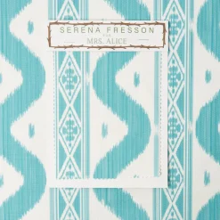 Turquoise Ikat Stripe Fabric