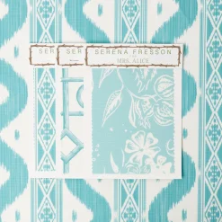 Turquoise Ikat Stripe Fabric