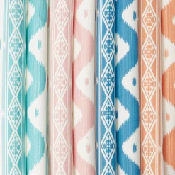Turquoise Ikat Stripe Fabric