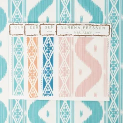 Turquoise Ikat Stripe Fabric