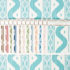 Turquoise Ikat Stripe Fabric
